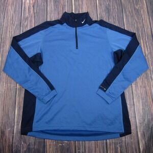 Vintage Nike Pullover‎ Mens XL Blue Nike-Fit 1/4 Zip Running Top USA 90s